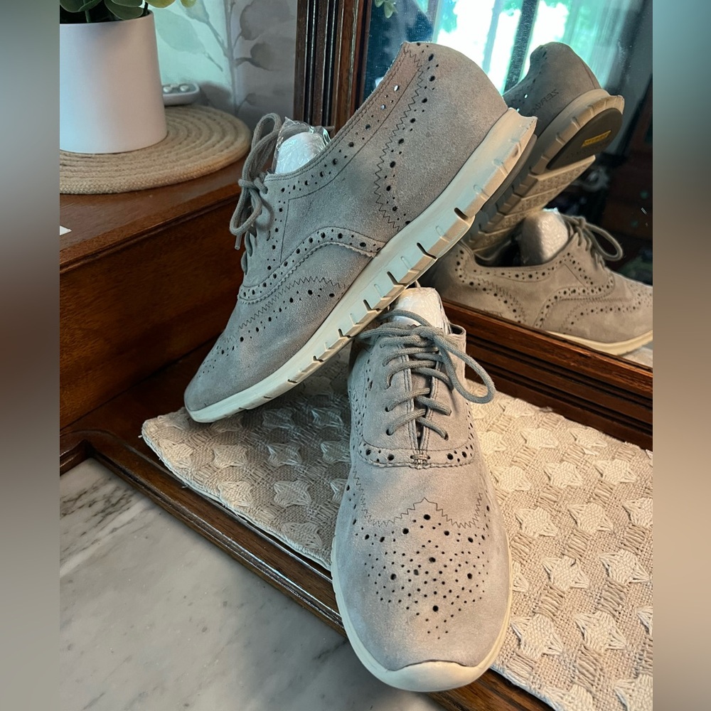 Cole Haan Gray Perforated Oxfords